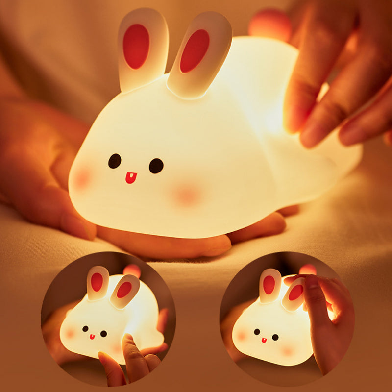 AZTrendy SoftBunny Silicone Night Light: Touch Sensor + Timer 🐰🌙 (White)
