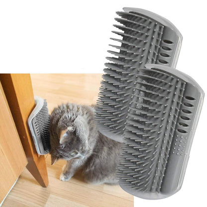 AZTrendy PurrCorner Wall Groomer: Self-Massage & Shedding Brush 🐈🧼 (Gray / Blue / Black)