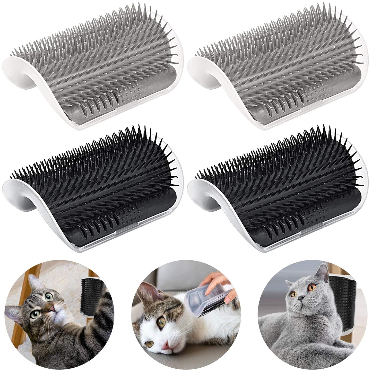 AZTrendy PurrCorner Wall Groomer: Self-Massage & Shedding Brush 🐈🧼 (Gray / Blue / Black)