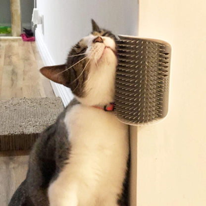 AZTrendy PurrCorner Wall Groomer: Self-Massage & Shedding Brush 🐈🧼 (Gray / Blue / Black)