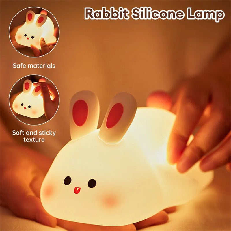AZTrendy SoftBunny Silicone Night Light: Touch Sensor + Timer 🐰🌙 (White)