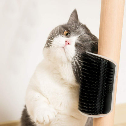 AZTrendy PurrCorner Wall Groomer: Self-Massage & Shedding Brush 🐈🧼 (Gray / Blue / Black)