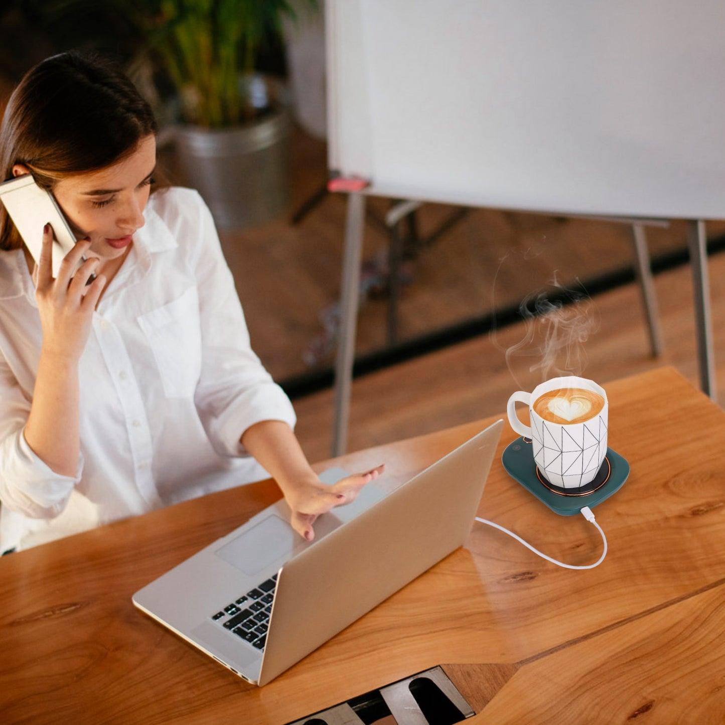 AZTrendy SmartHeat Adjustable Mug Warmer ☕🌡️ (Pink / White / Green)